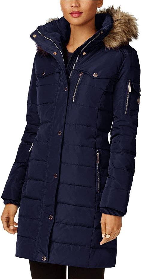 michael kors long puffer coats warm|Michael Kors navy puffer coat.